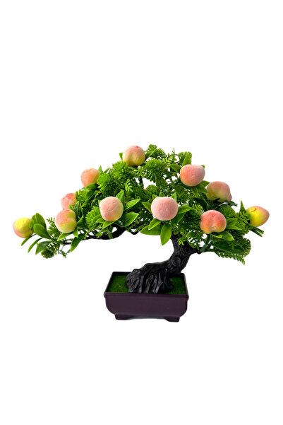 velve Bonsai decorativ artificial, in ghiveci miniatural, Fruit Tree, Piersic...