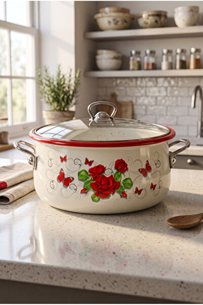 İnci Emaye 26 No. 5L. Enamel Cookware, Serving, Dining, Camping, Picnic, Dowry