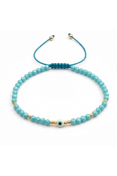 OEM Adjustable cord bracelet with Protective Eye and 8 2.5mm 14k Gold beads