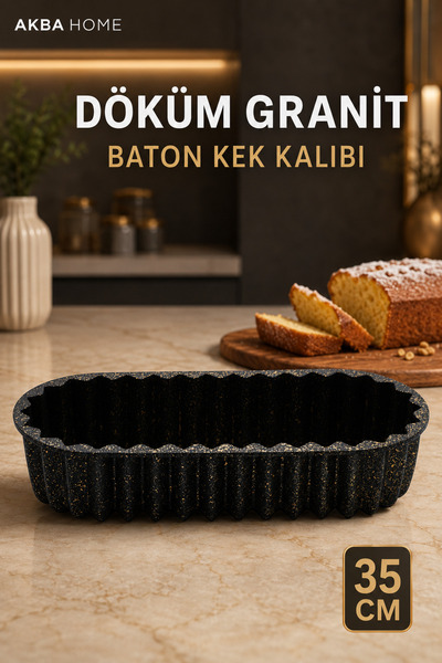 Alkar Döküm Granit Baton Kek Kalıbı 35 cm Pasta Kalıbı Kalın Döküm Eşit Isı D...