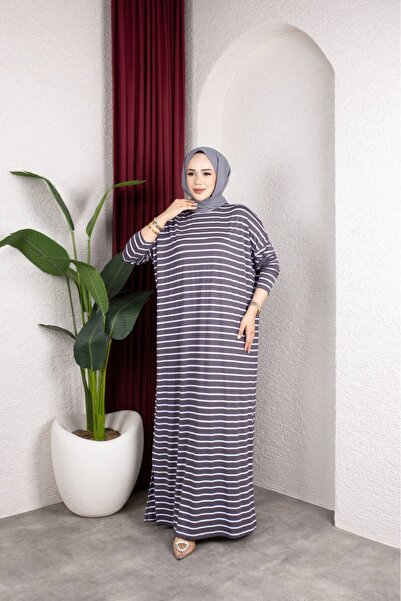 MODAMÜNASİP Our Striped Viscose Combed Cotton Dress with a Fabric That Doesn'...