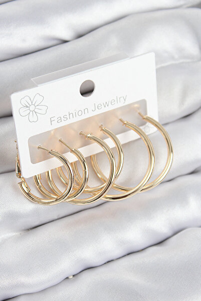 Generic Brand Brass Ring Model Gold Color Women's Set Earrings
