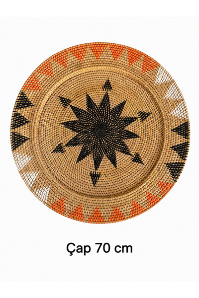 ipekbambuhome El Yapımı Doğal Rattan Dekoratif Duvar Tabağı - 70 cm