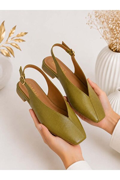 dabab shoes LIVORA Pantofi de damă, verde ulei, cu vârf pătrat, cu cataramă, ...