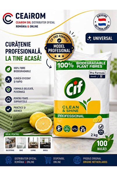 PRO FORMULA CIF PROFESSIONAL BIODEGRADABLE WET CLEANING SERV 100PC