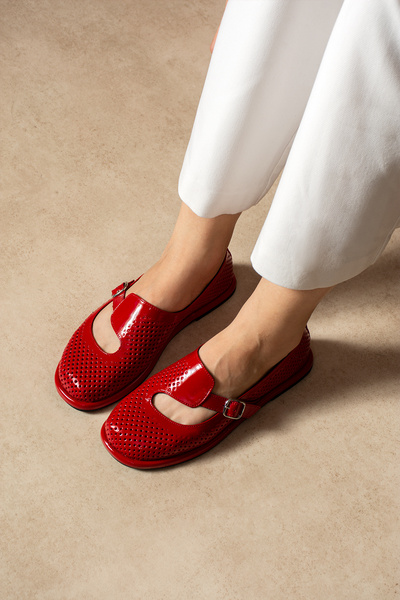 DUXAL SHOES Mandy Kadın Hakiki Deri comfort Taban Tokalı Delikli Babet