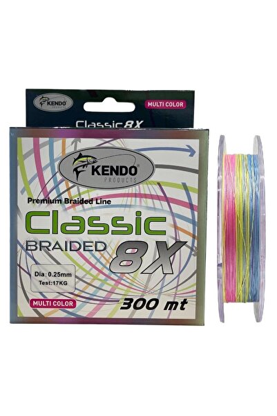 Kendo Classic 8X 300mt 0.25mm 17kg Örgü İp Misina Multi Color