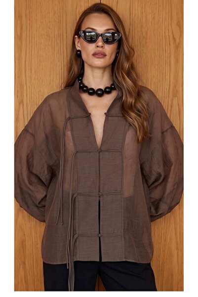 RUZ STUDIOS Chinese/Japanese Button String Lace-Up Shirt