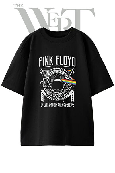 THEWERT Tricou oversize negru unisex cu imprimeu Pink Floyd Dark Side Design