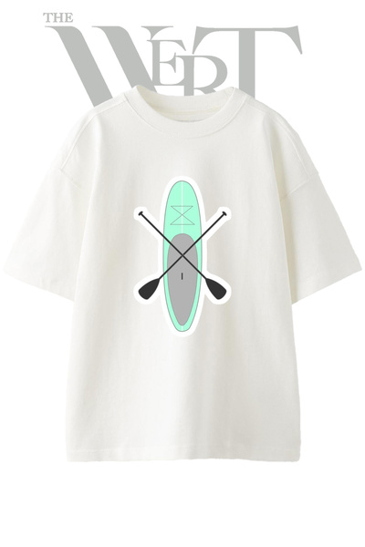 THEWERT Sup Board_2 Design Printed Unisex White Oversize T-Shirt