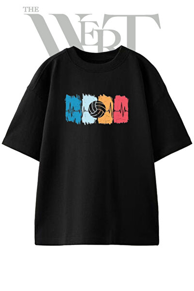 THEWERT Odbojkaška majica sa dizajnom srčanog otkucaja, unisex, crna, velika ...