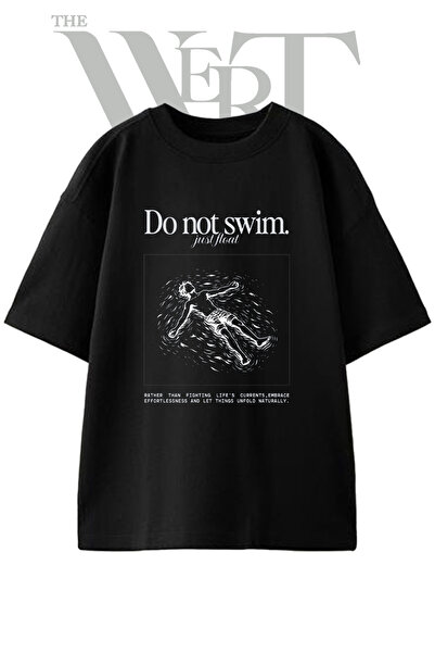 THEWERT Tricou oversize negru unisex cu imprimeu Yuzen Adam Design