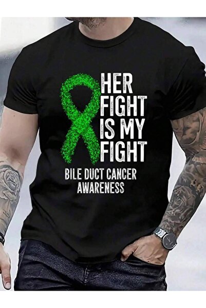 799 تي شيرت قطن 100% بتصميم 'Her Is My Fight Bile Duct Cancer' للرجال والنساء...