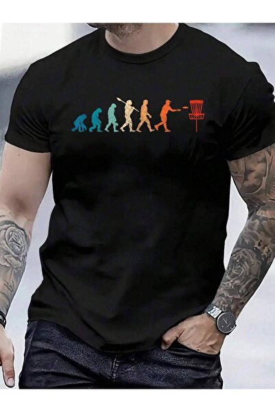 799 تي شيرت من القطن بنسبة 100% بتصميم Evolution Disc Funny Lucky Golfing Gol...