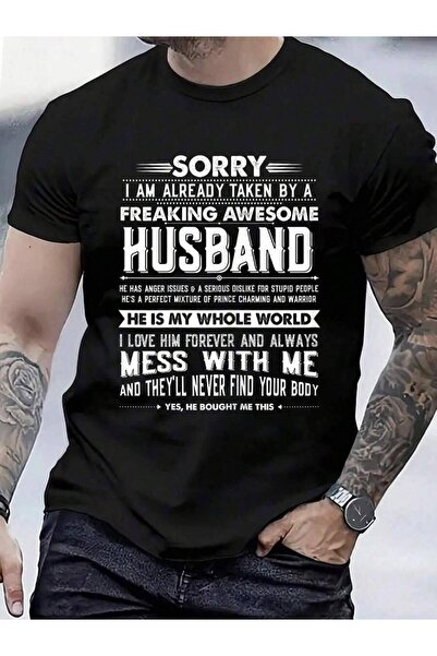 9JY 100% Cotton Taken By A Freaking Awesome Husband Funny Wife T-Shirt Men's ...