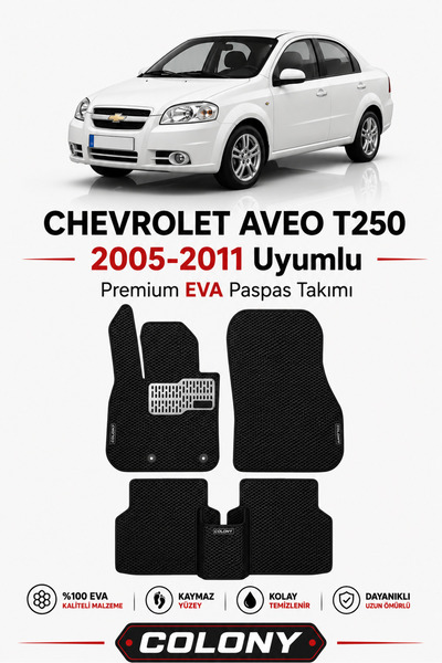COLONY Chevrolet Aveo (2005-2011) Uyumlu EVA Paspas Tam Set–Araca Özel,Kolay ...