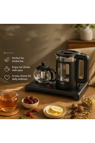 Generic Brand 2 in 1 Electric Tea Maker Hot Plate Set, Glass Water Kettle & Small Teapot Infuser, Multifunctional Herbal Tea Warmer Boiler for Home Wellness Drinks