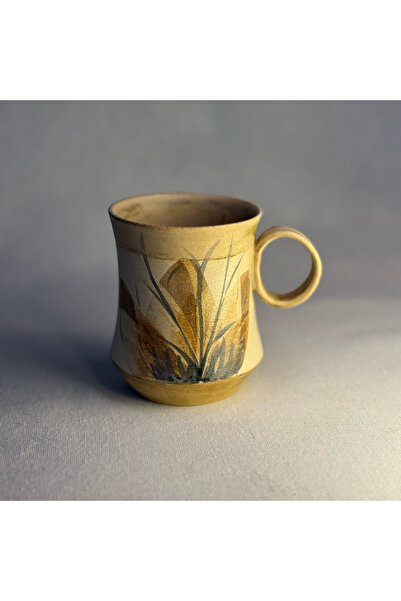 NİCA Dekoratif El Boyamalı Stoneware Kupa 230 ml – El yapımı Botanik Desenli Kahve ve Çay Kupası
