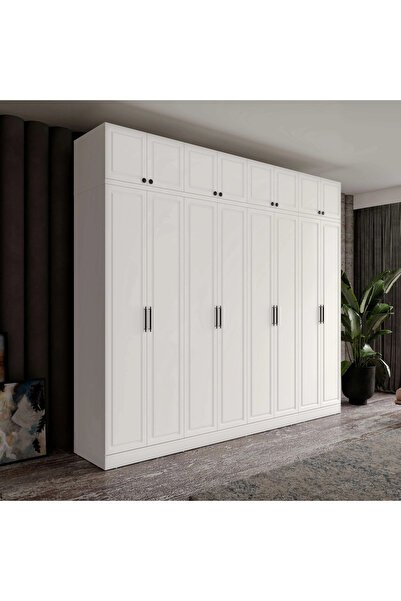 MaceraMobilya Milas 8 Kapaklı Komple MDF Yüklüklü Gardırop