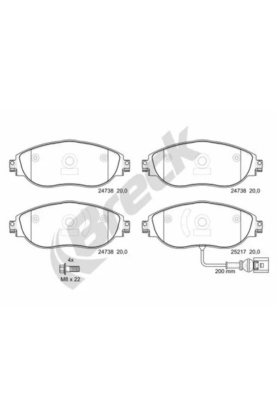 BRECK Set Placute Frana Frana Disc Audi A3 Seat Leon 2012-2024