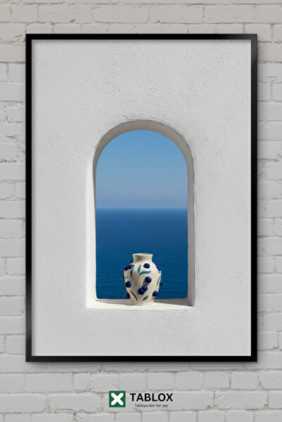 TABLOX Vază decorativă pentru fereastră, cu design de coastă, artă estetică m...