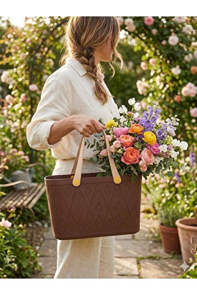 naturelove Δερμάτινη τσάντα χειρός - Πλαστικό καλάθι πικνίκ πολλαπλών χρήσεων...