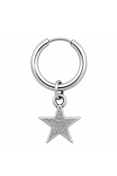 Blisse Piercing Unisex Silver Color Surgical Steel Dangle Textured Star Figur...