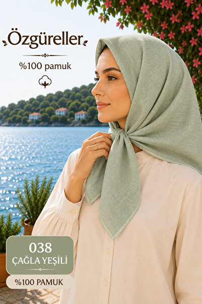 ÖZGÜRELLER Özgüreller, 100x100 cm Taşlanmış Eşarp (Kot Dikişli) , %100 Pamukl...