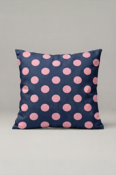 Generic Brand Husă de pernă cu buline albastru marin și roz 117 – Design Navy...