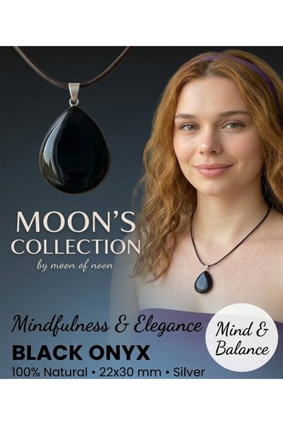 Generic Brand Black Onyx Natural Stone drop pendant necklace