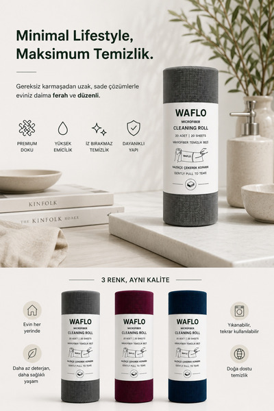 WAFLO 3-Pack Big Deal Microfiber Cleaning Cloth Roll |   Total 60 Pieces |   ...