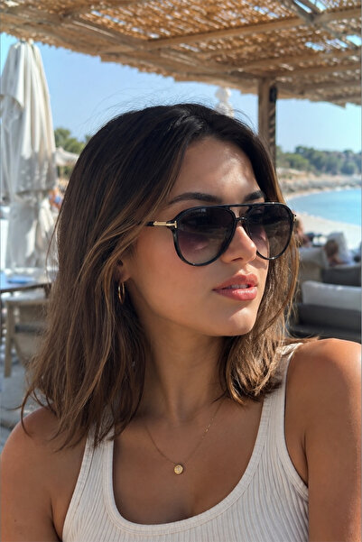 TAKIPORT نظارات شمسية نسائية بإطار معدني ذهبي أسود، مدخنة متدرجة اللون، مقاوم...