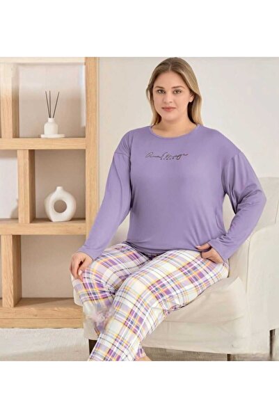 Pijamoni Milan υφασμάτινο σετ πιτζάμες μεγάλου μεγέθους με μακρύ μανίκι 7666