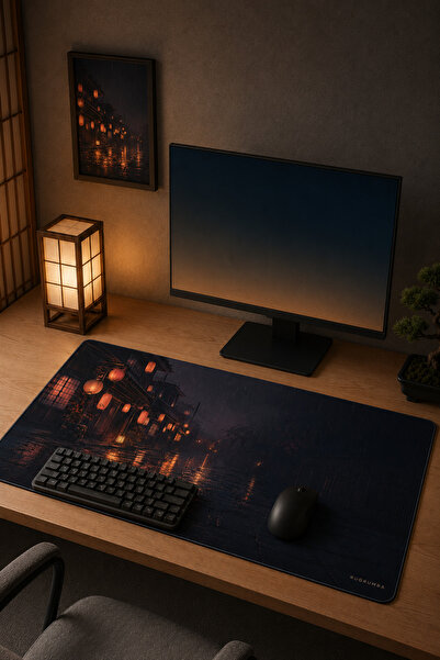 RUGRUMBA Premium Ιαπωνικό Zen Lantern Rain XXL Gaming Mousepad 40x90 εκ. 4 χι...