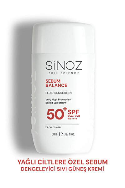 SİNOZ SPF50+ Yağlı Ciltler İçin Sıvı Yüz Güneş Kremi 50ml-Yeni Nesil Güneş Fi...