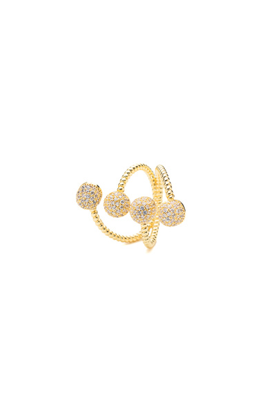 ElectraStore Adjustable Gold Cuff Ring With Zirconia Crystals