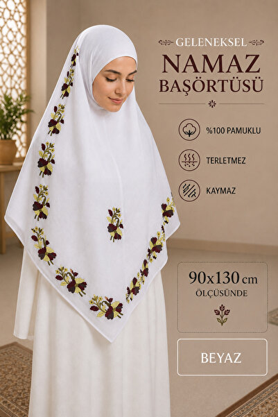 ÖZGÜRELLER Özgüreller, 90x130 cm Pamuklu Geleneksel Namaz Başörtüsü , %100 Pa...