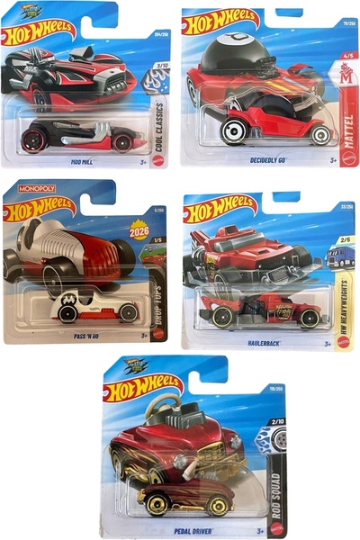HOT WHEELS 5'li Set - Mod Mill, Pass 'n Go ve Karma Seriler