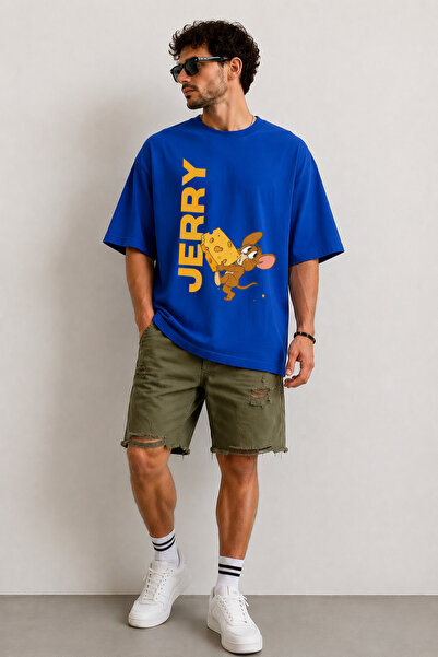 ArtYus Jerry Cheese Printed Crew Neck Casual Unisex Oversize T-Shirt - Cartoo...