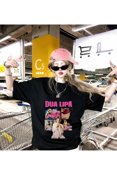 Minga London Μαύρο μπλουζάκι με στάμπα Dua Lipa
