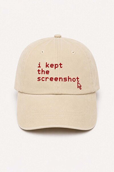 Külah قبعة داد كاب مطرزة بتصميم "I Kept the Screenshot" - لون حجري