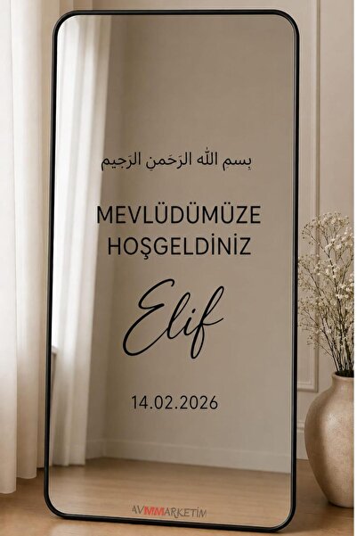 AVMmarketim Bebek Mevlidi İçin Yazı , Mevlüdümüze Hoş Geldiniz Ayna Yazısı Ki...