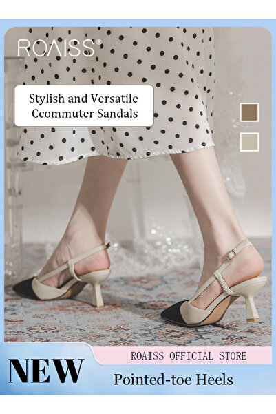 ROAISS Elegant Pointed Toe Heels for Women Toe Back Slingback Sandals Versati...