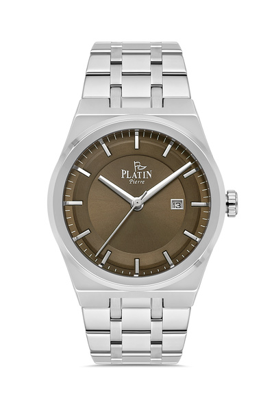 Platin Pierre Steel Band Men's Wristwatch with Calendar Sa-Pl-1295Ga-A6