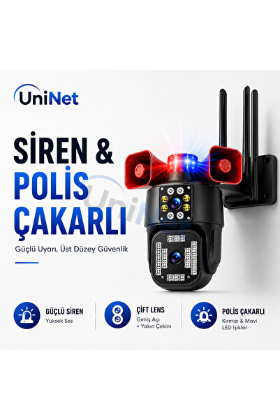 uninet 6mp Çift Lensli Dış Mekân Güvenlik Kamerası – 355° Ptz Döner Başlık, S...