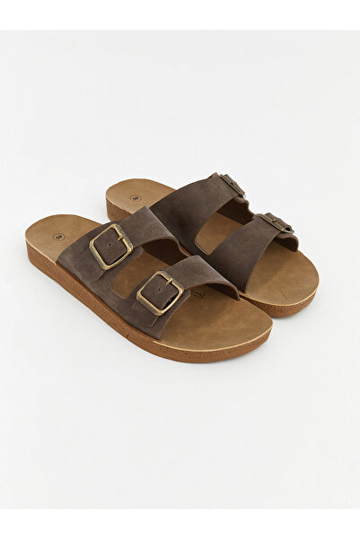 LC Waikiki Lcw Steps Brown Double-Strapped Adjustable Women's Slippers
