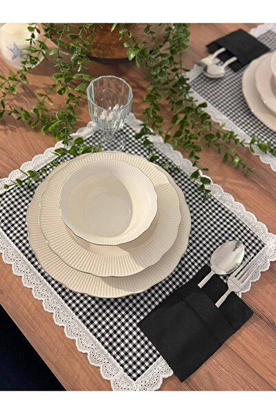 Genel Markalar Dantelli Keten Amerikan Servis 33x48 cm | Çatal Kaşık Cepli | ...