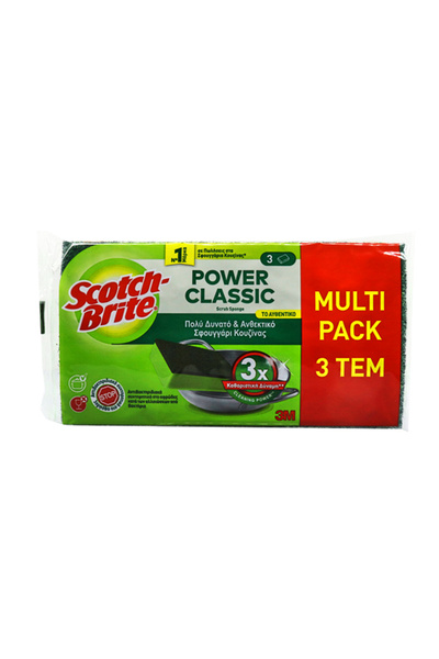 Scotch Brite ΣΦΟΥΓΓΑΡΙ (3τεμ) - (ΠΡΑΣΙΝΟ CLASSIC AΝΤΙΒ/ΚΟ)