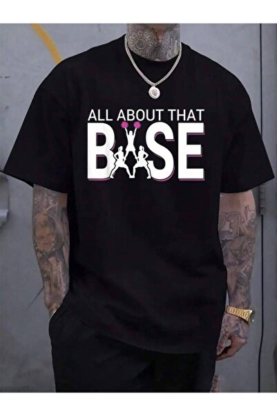 9TAY تي شيرت رجالي أسود 100% قطن بتصميم 'All About That Base' مضحك، مناسب للت...