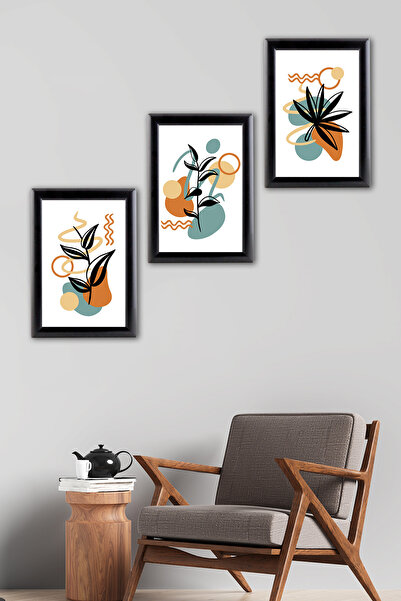 Tilki Dünyası 3-Piece A4 Black Frame Set Bohemian - Decorative Black Aluminum...